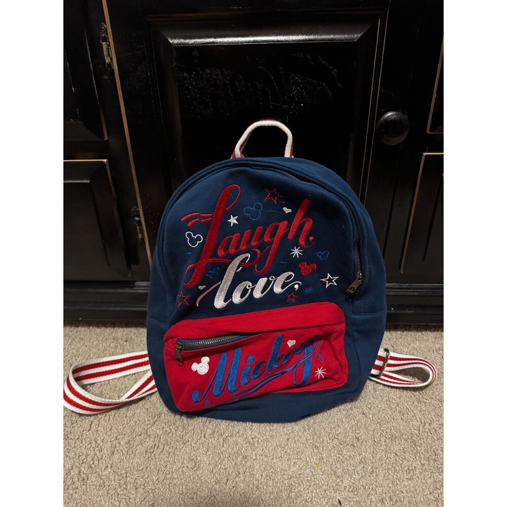 Disney Parks Americana Patriotic Mickey Mouse Icon Book Bag Backpack Embroidered